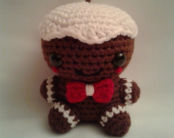 CHARLES #2 the GINGERBREAD BOY = Ornament = Crochet Amigurumi - Handmade Crochet Amigurumi