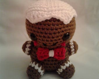 CHARLES #1 the GINGERBREAD BOY = Ornament = Crochet Amigurumi - Handmade Crochet Amigurumi