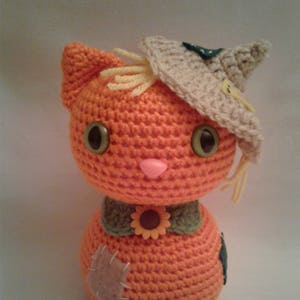 SCARECROW CAT= Crochet Amigurumi - Crochet Cat- Handmade Crochet Amigurumi - Amigurumi Cat