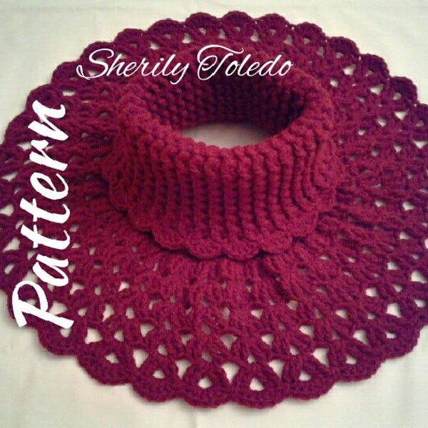 PATTERN - Split Shell Neck Warmer - Crochet Turtleneck warmer