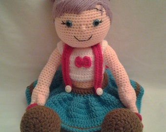 PIPER Crochet Amigurumi Doll - Crochet Doll with Purple Hair and Cute Outfit