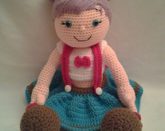 PIPER Ganchillo Amigurumi Muñeca - Muñeca de ganchillo con pelo púrpura y traje lindo