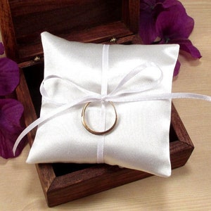 Wedding Ring Pillow, Ring Bearer Box Pillow, Mini Ring Pillow, Rustic Wedding Ring Box Pillow, Jewelry Pad, Small Satin Bridal Ring Pillow image 1