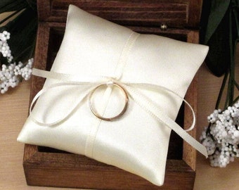 Small Ring Pillow, Ivory Satin Engagement Ring Pillow, Mini Ring Bearer Box Pillow, Cream Jewelry Pad, Small Satin Bridal Ring Pillow