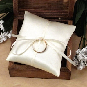 Small Ring Pillow, Ivory Satin Engagement Ring Pillow, Mini Ring Bearer Box Pillow, Cream Jewelry Pad, Small Satin Bridal Ring Pillow