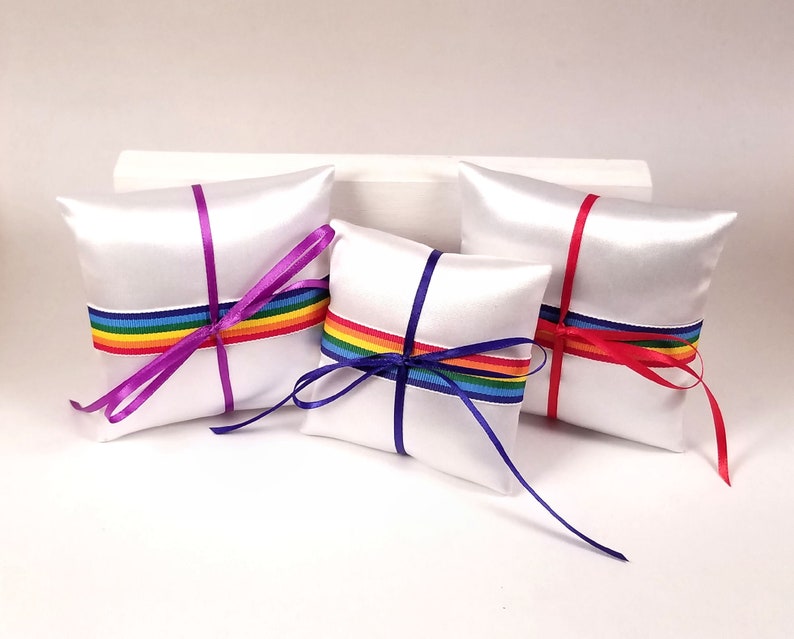 Small Ring Pillow Box Pride Ring Bearer Box LGBT Gay Rainbow Ring Pillow Box Set Distressed Rustic Wood Box Same Sex Rustic Gift Box