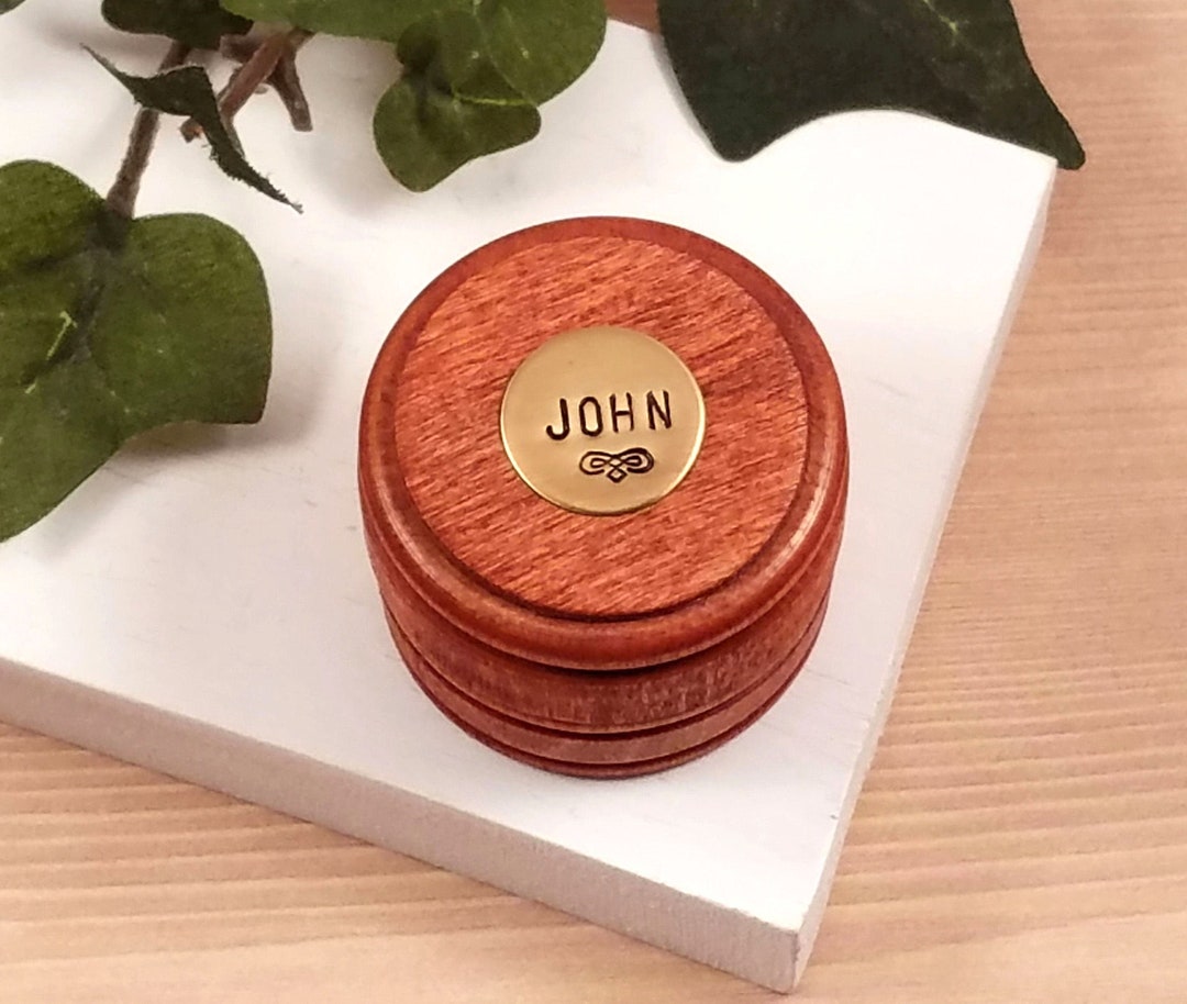 Personalized Wood Ring Box, Custom Wood Ring Holder, Wooden Mens Ring