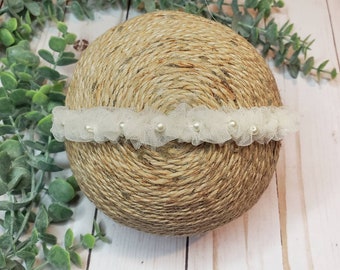 Paisley--Newborn Pearl headband--Newborn Tieback--Newborn-Child Tieback--Newborn Photography Prop--Newborn Headband
