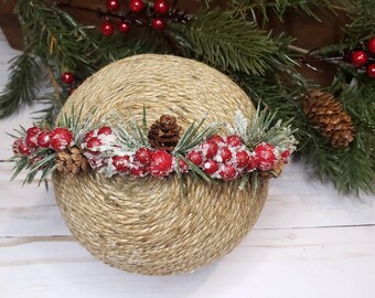 Christmas Berry-- Flower Crown--Newborn Headband--Newborn Tieback--Newborn-Child Tieback--Newborn Photography Prop--Newborn Headband