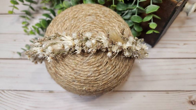 WillowNewborn Flower Crown, Newborn Photography Prop, Newborn Flower Halo, Neutral Flower Crown, Dried Flower Crown, Sitter Flower Crown image 5