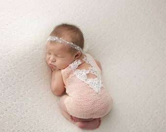 Adalyn--Newborn Lace Romper--Newborn Outfit--Newborn Photo Prop--Baby Girl Romper--Newborn Clothing--Photography Props--Newborn Outfit