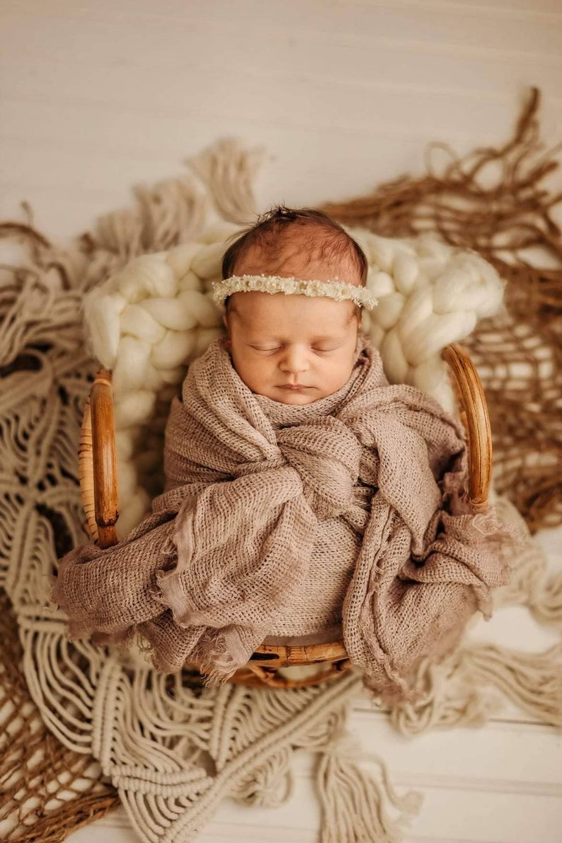 AspenNeutral Headband, Newborn Photo Prop, Newborn Headband, Newborn Props, Photography Props, Newborn Photography image 6
