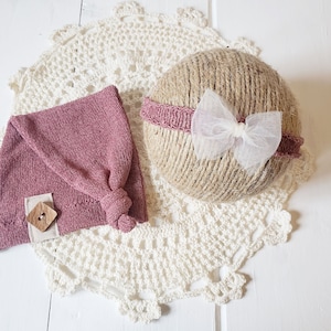 Blake--Newborn Twin Set-- Newborn Knot Hat--Newborn Photography Prop-- Baby Headbands-- Bow Headbands-- Twin Photo Props