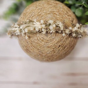 WillowNewborn Flower Crown, Newborn Photography Prop, Newborn Flower Halo, Neutral Flower Crown, Dried Flower Crown, Sitter Flower Crown image 1