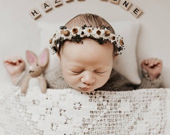 Amelia--Newborn Flower Crown--Newborn Photography Prop--Newborn Flower Halo-- Flower Crown-- Dried Flower Crown