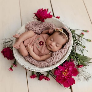 Meadow- Newborn Romper- Embroidered Newborn Outfit- Newborn Photo Prop- Baby Girl Romper- Newborn Clothing-Photography Props- Newborn Outfit