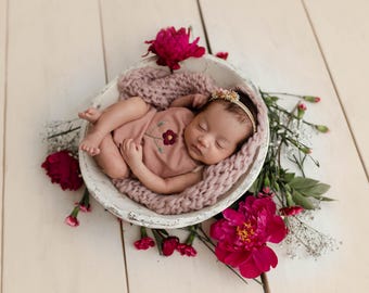 Meadow- Newborn Romper- Embroidered Newborn Outfit- Newborn Photo Prop- Baby Girl Romper- Newborn Clothing-Photography Props- Newborn Outfit
