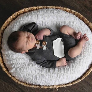 Thomas--Newborn  Romper--Newborn Outfit--Newborn Photo Prop--Baby boy Romper--Newborn Clothing--Photography Props--Newborn Outfit