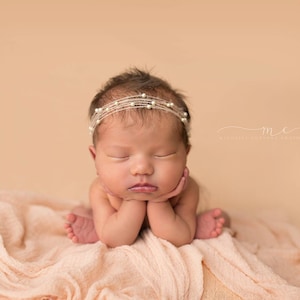 Nora--Newborn Pearl & Mohair headband--Newborn Tieback--Newborn-Child Tieback--Newborn Photography Prop--Newborn Headband