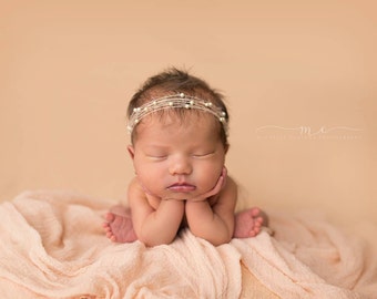 Nora--Newborn Pearl & Mohair headband--Newborn Tieback--Newborn-Child Tieback--Newborn Photography Prop--Newborn Headband