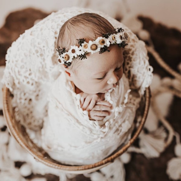 Amelia--Newborn Flower Crown--Newborn Photography Prop--Newborn Flower Halo-- Flower Crown-- Dried Flower Crown