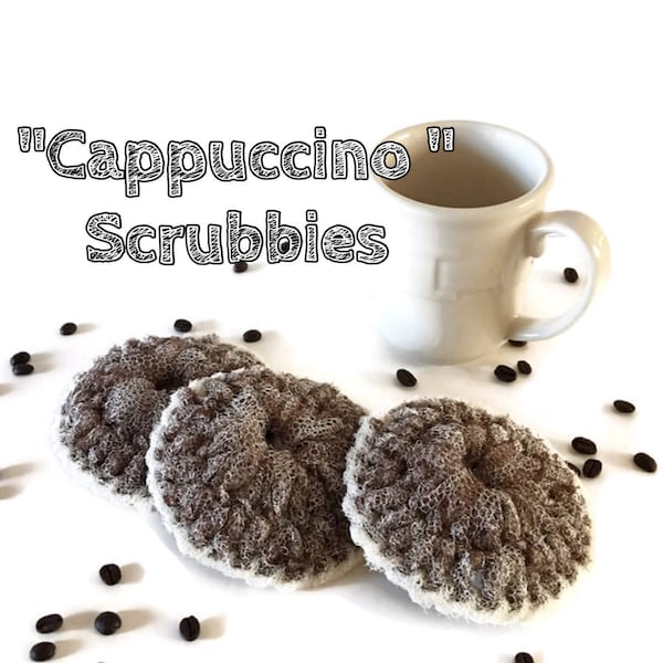 Dish Scrubbies - "Cappuccino" - Set of 3 through 10 - Kitchen Scrubbies - Tawashi - Eco Friendly - Unsponge - Pot Scrubbers