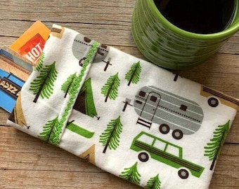 Camping Mug Rug - Mug Rug & Snack Sack - Small Gift Holder/Pillowcase Coaster - Fabric Coasters