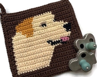 Yellow Lab Potholder - Dog Hot Pad - Pet Trivet - Crochet Dog Potholder - Pet Gift - Pet Loss - Dog Lover