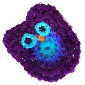 Owl Dish Scrubbies, 1 Through 4 Purple Crochet Scrubbie, Kitchen Dish Scrubber, Pot Scrubber, Handmade Scrubber, Kitchen Scrubbie, Gift image 1