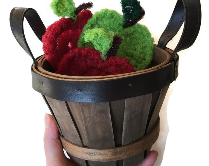 Apple Scrubbies in Mini Bushel Basket Gift Set 3 Apple Etsy