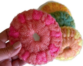 Large Crochet Scrubbies - Beach Colors - Bold Colors - Choose Colors and 2 Through 4 - Pot Scrubbers