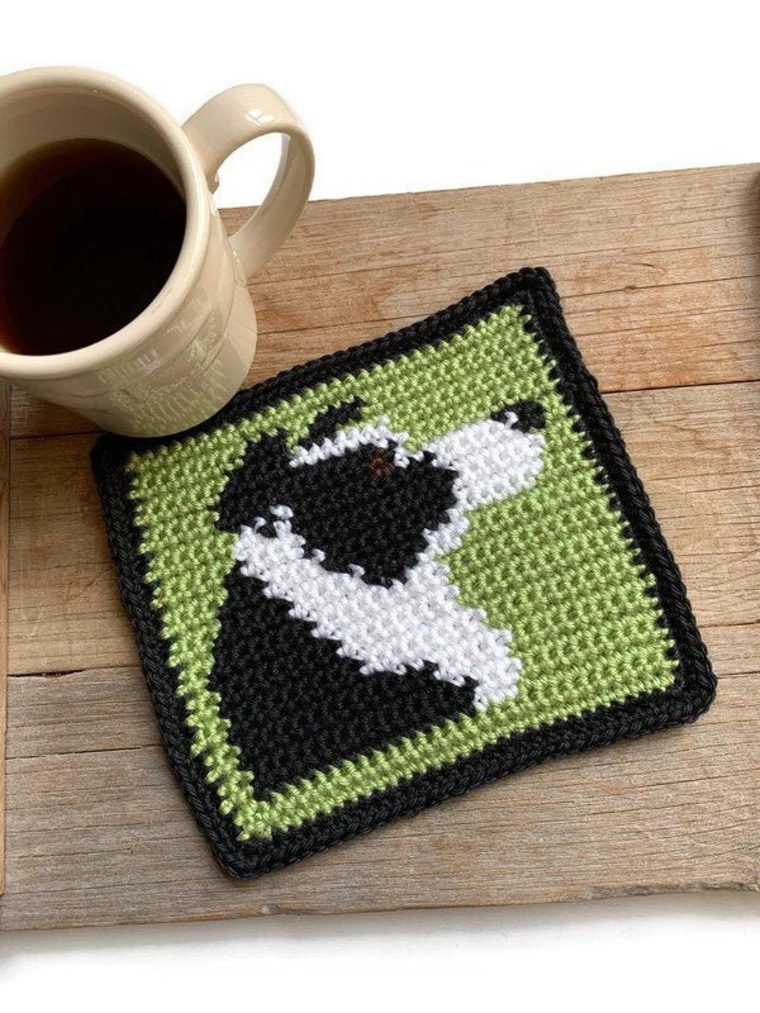 Dog Mug Rug & Snack Mat Border Collie Crochet Mug Mat Dog Gift Etsy