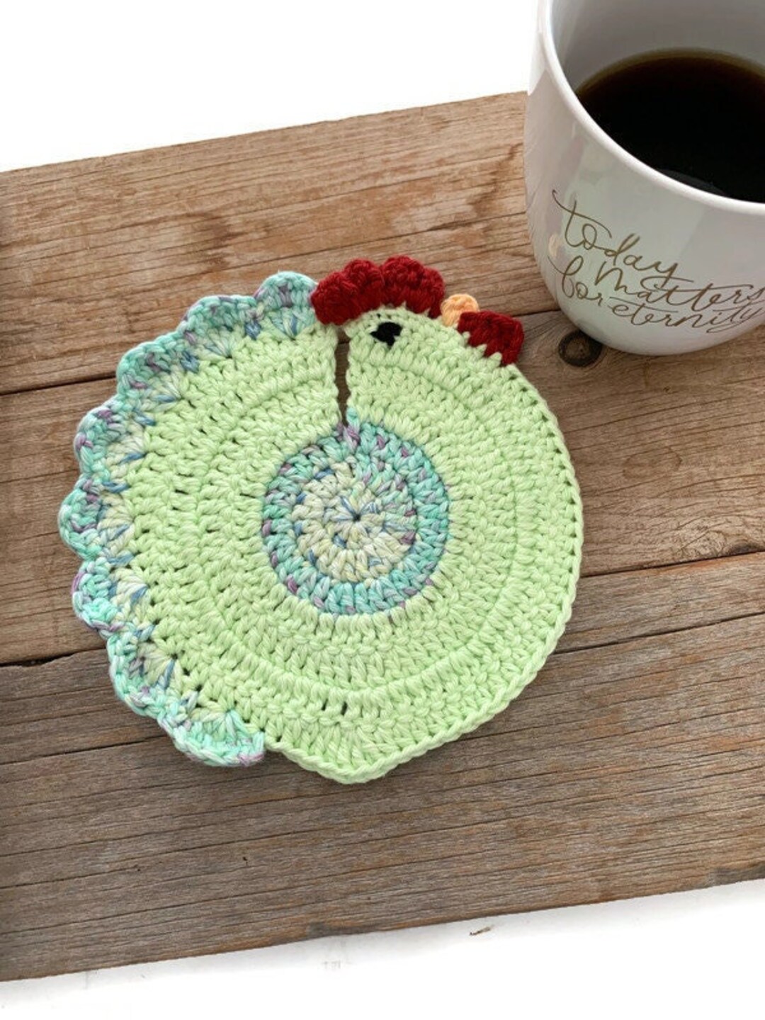 Chicken Mug Rug Crochet Chicken Hot Pad Chicken Table Etsy