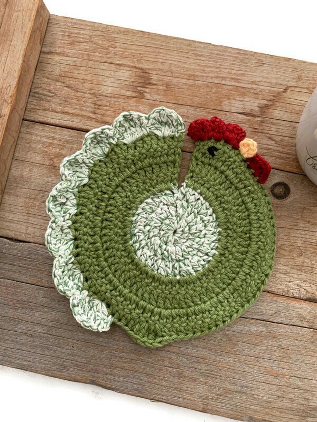 Chicken Mug Rug Crochet Chicken Hot Pad Chicken Table Etsy