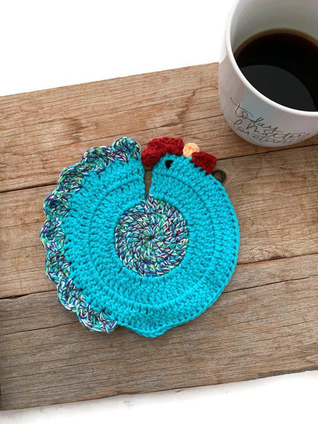 Chicken Mug Rug Crochet Chicken Hot Pad Chicken Table Etsy