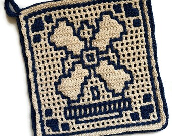 Dutch Tile Crochet Potholder