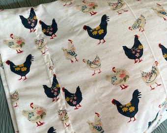 Hens - Flannel Pillowcases -  Set of 2 - Chickens - Colorful Hens - Farmhouse Style - French Seams - Standard Size - Chicken Lover Gift