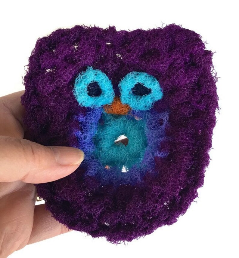 Owl Dish Scrubbies, 1 Through 4 Purple Crochet Scrubbie, Kitchen Dish Scrubber, Pot Scrubber, Handmade Scrubber, Kitchen Scrubbie, Gift image 5