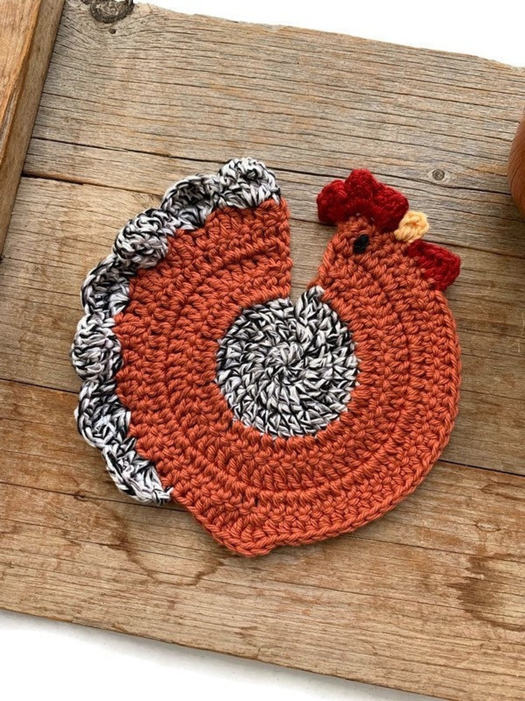 Chicken Mug Rug Crochet Chicken Hot Pad Chicken Table Etsy