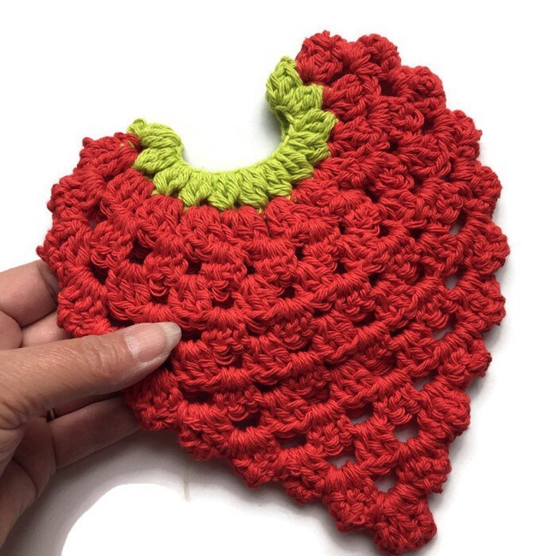 Crochet Potholder Strawberry Vintage Pattern Kitchen Decor Etsy