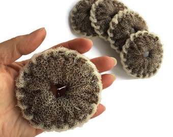 Dish Scrubbies, Mini "Cappuccino" Nylon Pot Scrubbers, Set of 3 through 10 Mini Kitchen Scrubbies, Tawashi, Crochet Scrubbies - Gift For Her