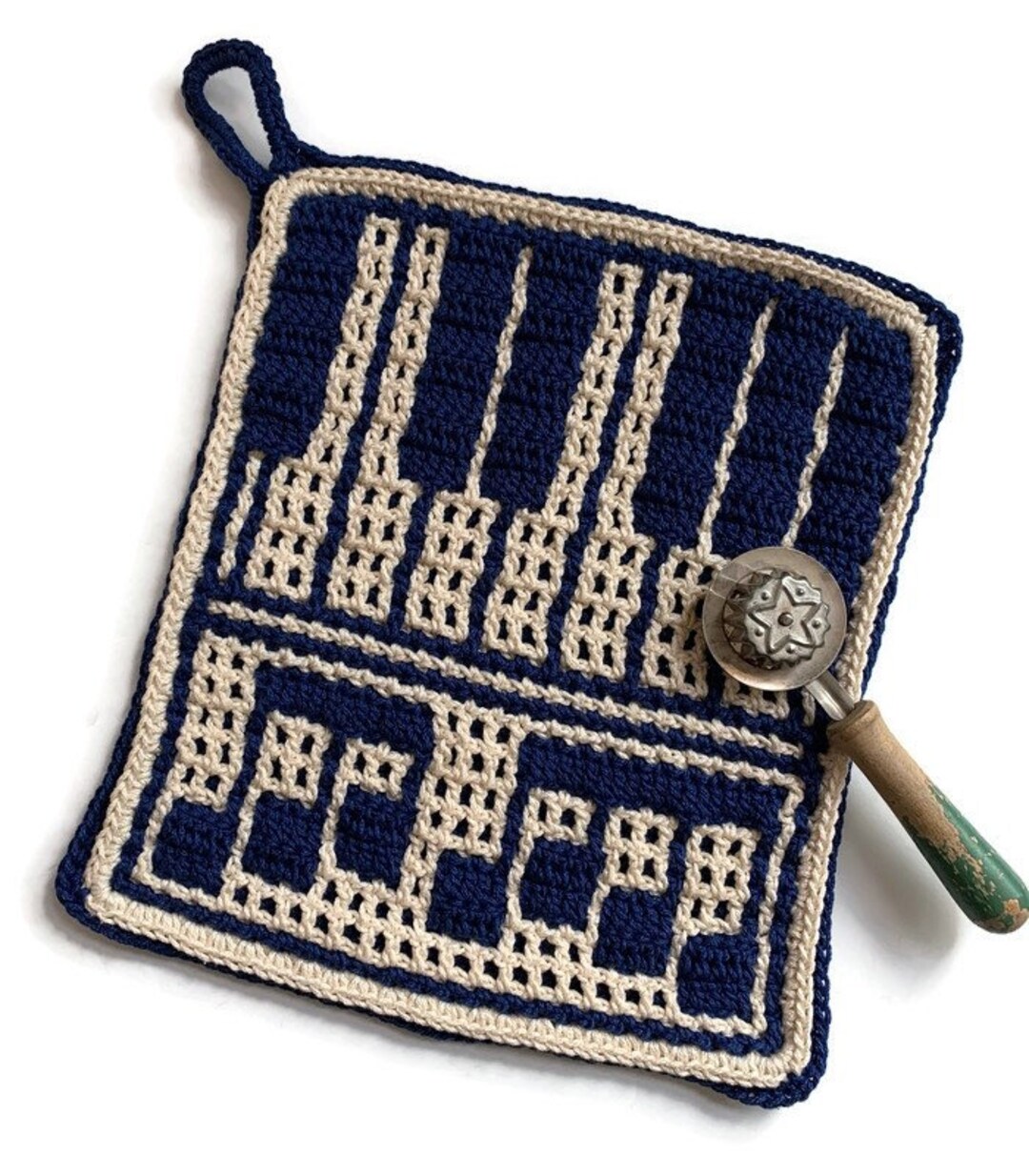 Piano Keys/sheet Music Interlock Crochet Potholder Ex. Etsy