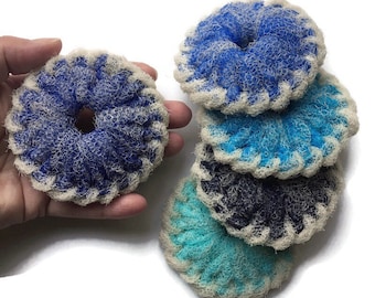 Scrubbies - Set of 5 - Beach Blues - Pot Scrubbers - Zero Waste