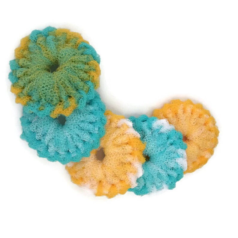 Nylon Pot Scrubbies - Set of 5 - Reusable Kitchen Scrubbies - Crochet ...