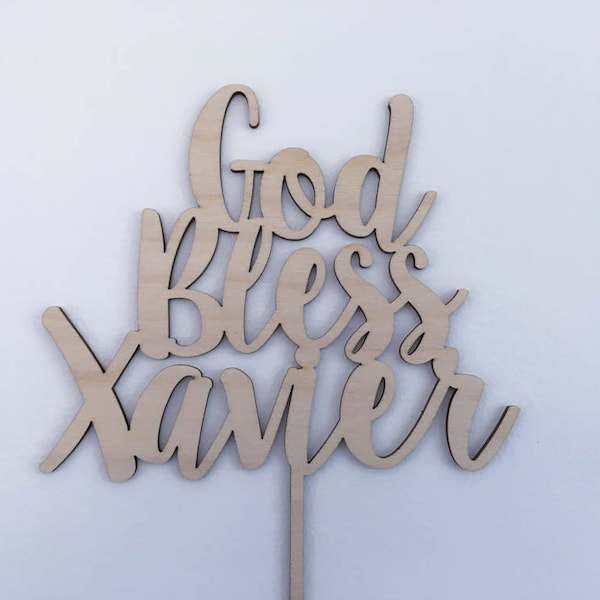 God Bless Custom Cake topper custom personalized baptism cake topper baby shower cake topper christening cake topper dedication celebration