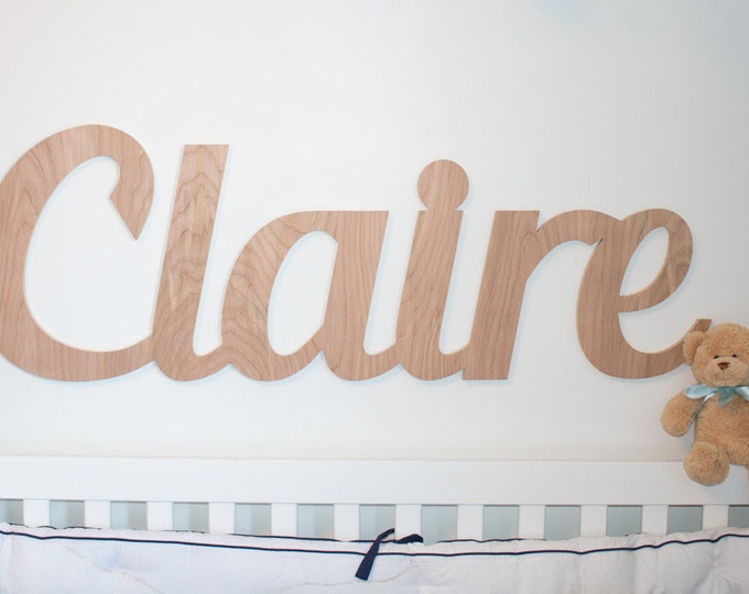 DIY Giant Wooden name sign 16 - 18 " tall  letters Baby Name Plaque  UNPAINTED nursery name nursery decor wooden wall art , above a crib