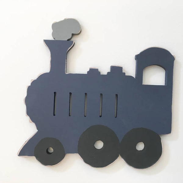 Wooden train cutout shape transportation theme kids room or party decor children's wall decor