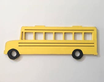 Wood School Bus shape, school bus cut out, boy bedroom decor, transportation theme, truck nursery, classroom decor, wall art for kids