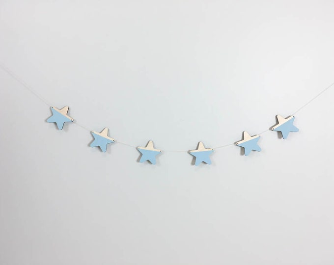 Wooden Star Garland whimsical kids nursery bedroom decor wall banner celestial star nursery star first birthday baby shower decor or gift