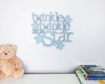 Twinkle Twinkle Little Star wood sign | personalized baby nursery | kids bedroom | wooden stars | words wall art work | twinkle wall decor